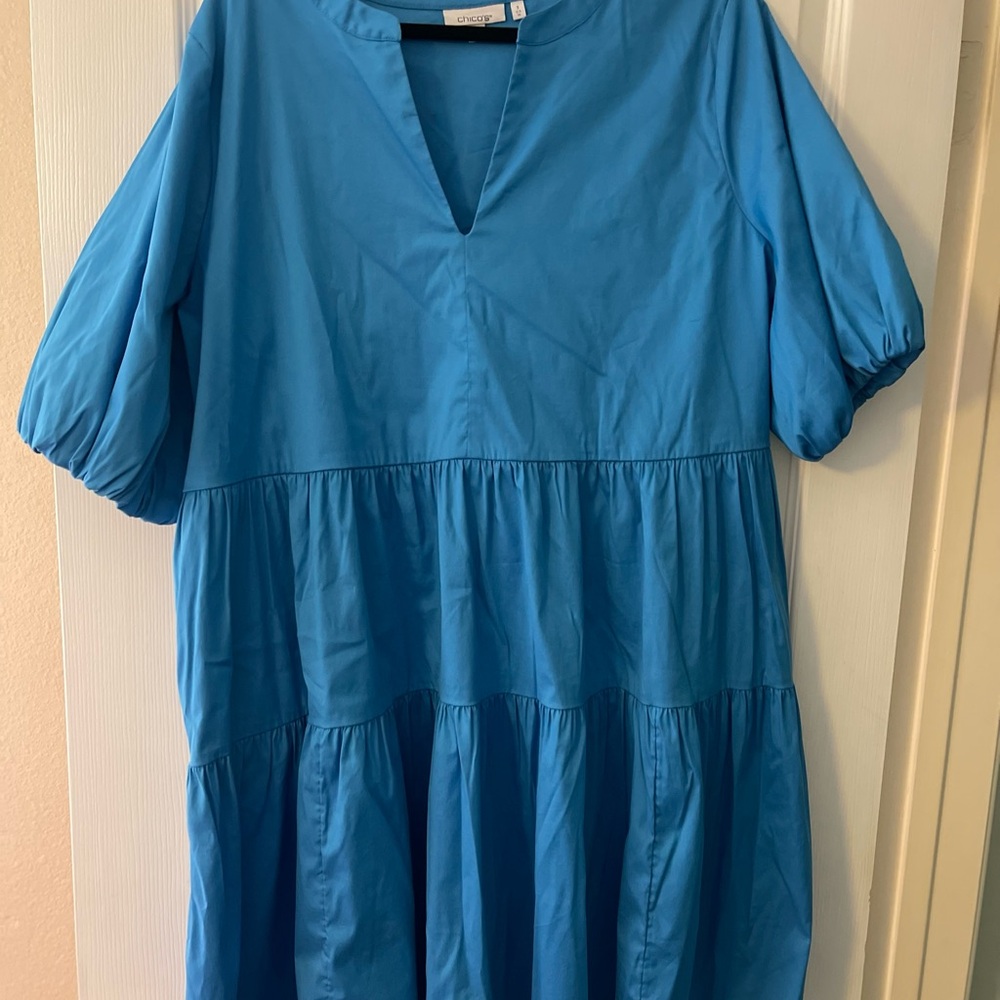 Chico's Blue V-Neck Dress